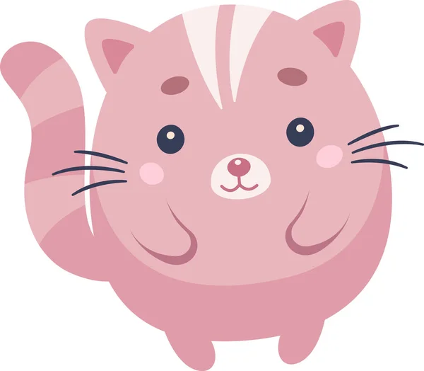 Okrągły Kot Uśmiechnięty Wektor Ilustracji — Wektor stockowy