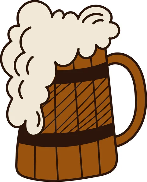 Wooden Beer Glass Vector Illustration — Stock Vector