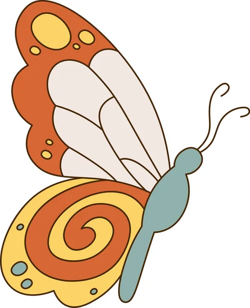 Mariposa Insectos Groovy Vector Ilustración — Vector de stock
