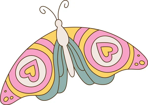 Illustration Vectorielle Groovy Insectes Papillons — Image vectorielle