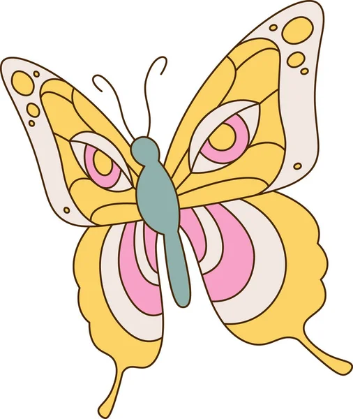 Illustration Vectorielle Groovy Insectes Papillons — Image vectorielle
