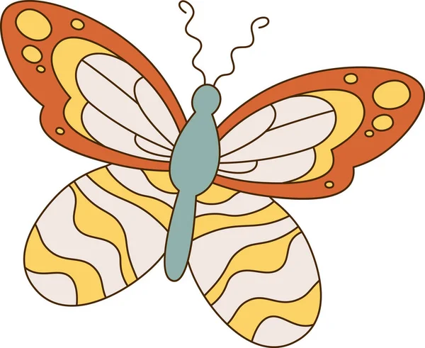 Vlinder Insect Groovy Vector Illustratie — Stockvector