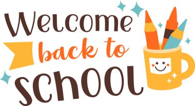 Okul Etiketi Vektör İllüstrasyonuna Hoşgeldiniz