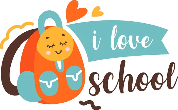 Love School Sticker Vector Illustration — Stock Vector