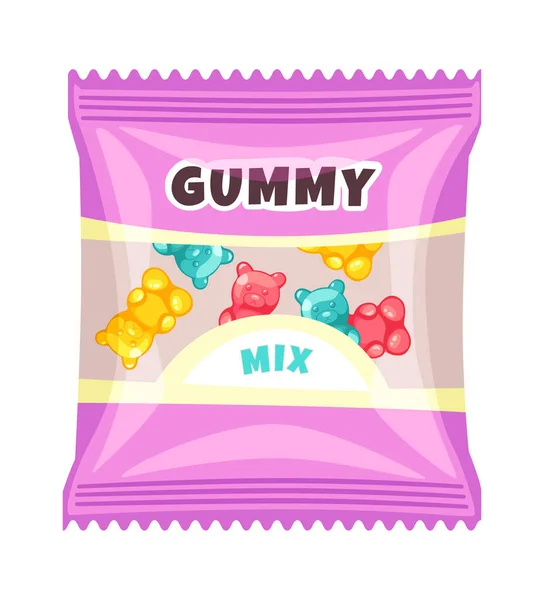 Jelly Gum Bonbons Verpackung Vektor Illustration — Stockvektor