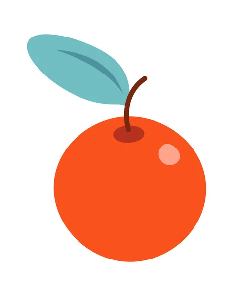 Apfel Mit Blattvektorillustration — Stockvektor