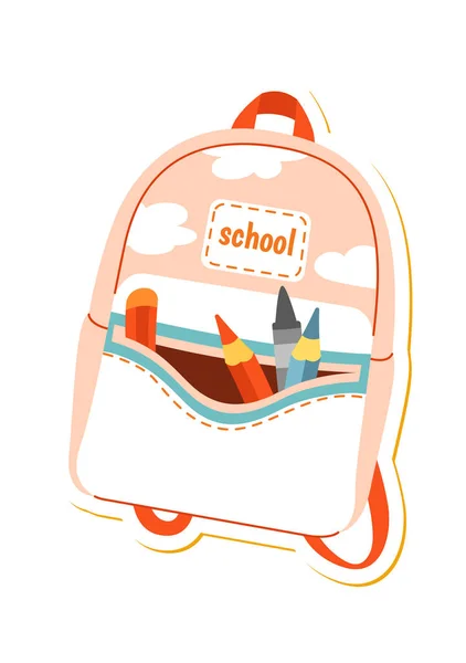 School Backpack Sticker Vector Illustration — Stock Vector