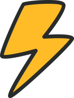 Şimşek Çizgi Filmi Simge Vektörü İllüstrasyonu