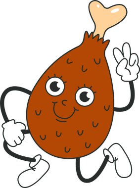 Kızarmış Tavuk Davul Çubuğu Karakteri Vektör İllüstrasyonu