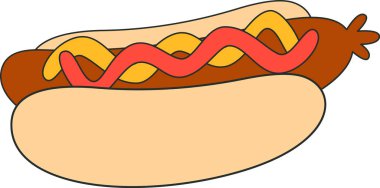 Hotdog Fast Food Vector Çizimi