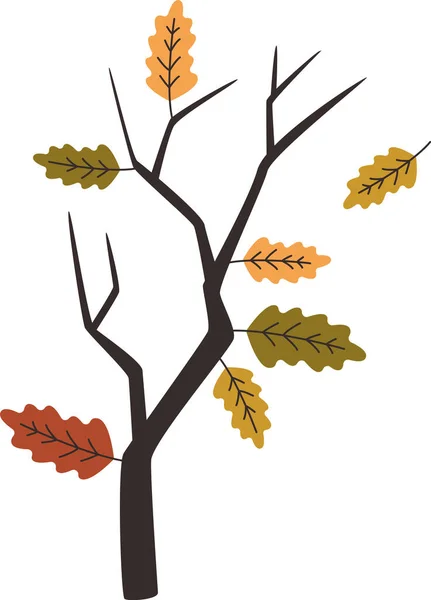 Ветка Дерева Векторной Иллюстрацией Листьев — стоковый вектор