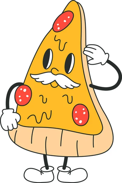 Pizza Slice Personaje Vector Ilustración — Vector de stock