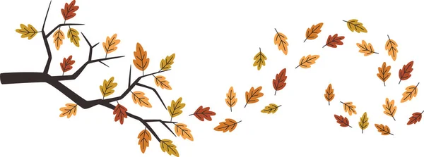 Autumn Leaves Swirls Vector Illustration — Stock Vector