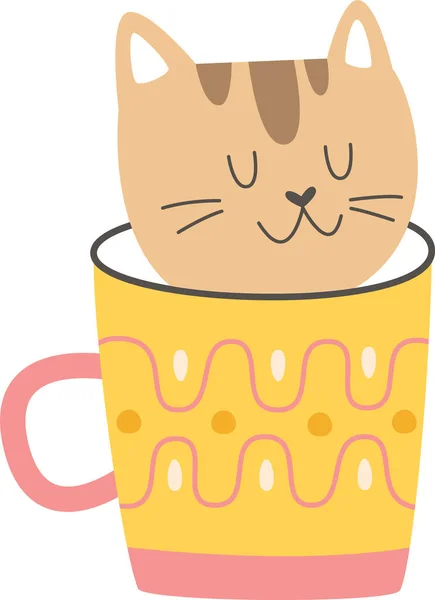 Cat Cup Vector Ilustração — Vetor de Stock
