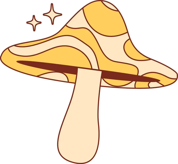 Ilustrasi Vektor Tanaman Mushroom Groovy - Stok Vektor
