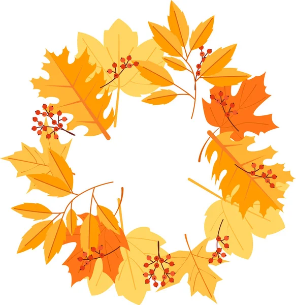 Herbst Blätter Runde Rahmen Vektor Illustration — Stockvektor