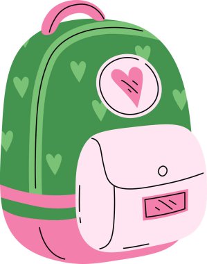 Kalp vektörü illüstrasyonlu okul çantası