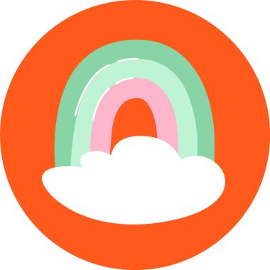 Gökkuşağı Yuvarlak Rozet Vektörü İllüstrasyonu