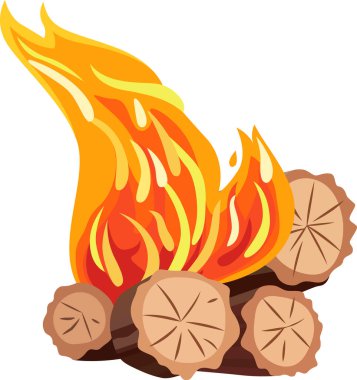 Ahşap Kamp Ateşi Vektör İllüstrasyonu