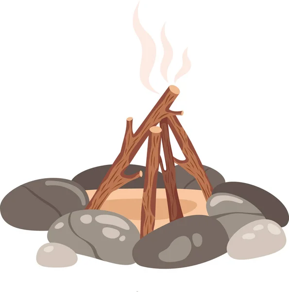 Smoldering Fire Stones Vector Illustration — Vector de stock