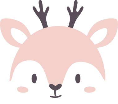 Geyik Hayvanı Yüz Vektörü İllüstrasyonu