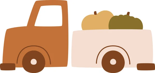 Camion Con Zucche Vettoriale Illustrazione — Vettoriale Stock