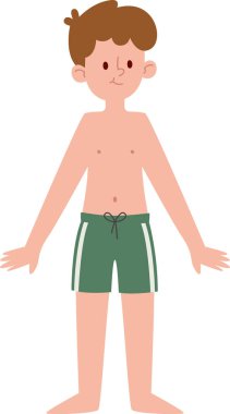 Kısa Şortlu Çocuk Vektör İllüstrasyonu