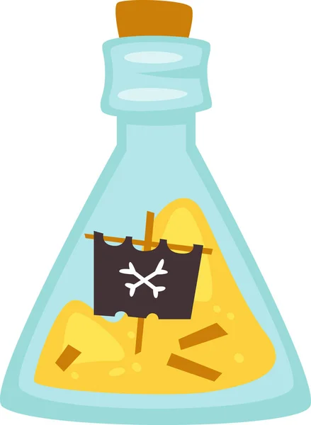 Isla Pirata Botella Vector Ilustración — Vector de stock