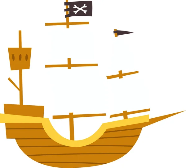 Pirat Segling Ship Vector Illustration — Stock vektor