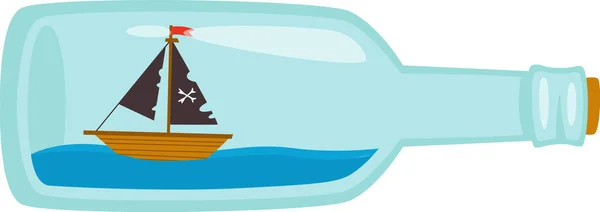 Navio Pirata Garrafa Vector Ilustração — Vetor de Stock