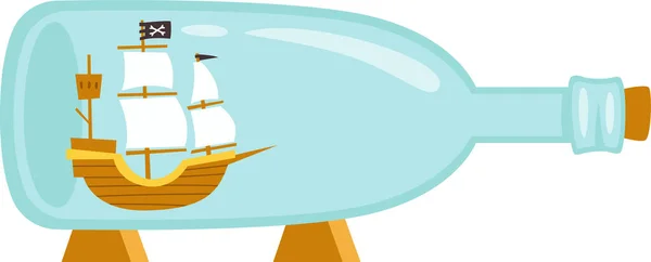 Piratenschiff Flaschenvektorillustration — Stockvektor