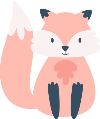 Fox Oturan Hayvan Vektörü İllüstrasyonu