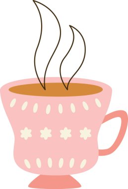 Sıcak içecek vektörü illüstrasyonlu fincan
