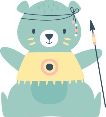 Hint Geleneksel Aksesuarları Vektör İllüstrasyonlu Ayı