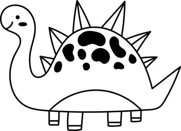 Childish Lined Dinosaur Vector Illustration — Stockový vektor