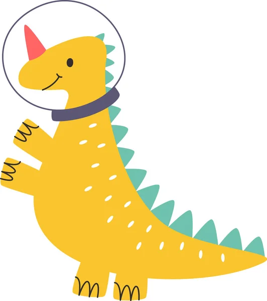Childish Dinosaur Astronaut Vector Illustration — Stock Vector
