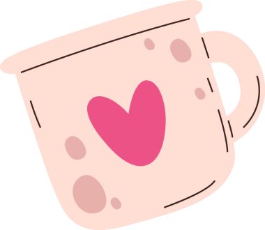 Kalp Vektörü İllüstrasyonlu Kupa