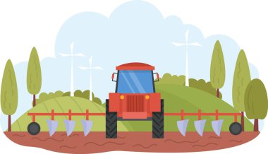Traktör Alan Vektörü Resimlerinde Çalışıyor