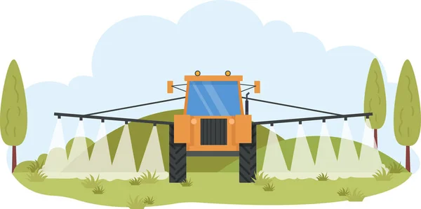 Tracteur Irrigue Illustration Vectorielle Champ — Image vectorielle