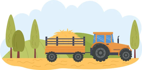 Tractor Trabajando Campo Vector Ilustración — Vector de stock