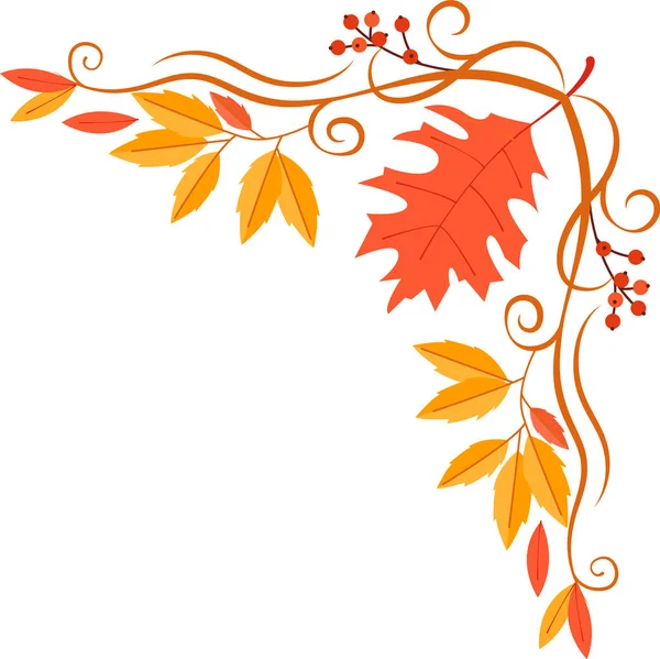 Caligrafia Autumn Corner Frame Vector Ilustração —  Vetores de Stock
