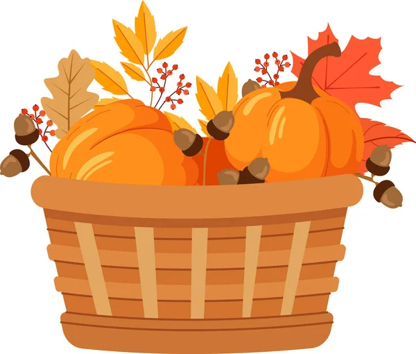 Basket Autumn Vegetables Vector Illustration — Stock Vector