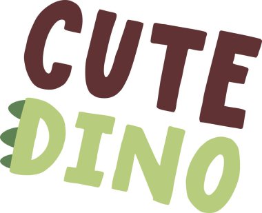 Şirin Dino Harfleme Etiketi Vektör İllüstrasyonu