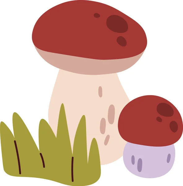 Cogumelos Com Ilustração Vetor Grama — Vetor de Stock