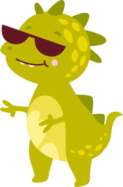 Güneş Gözlüğü Vektörü İllüstrasyonlu Havalı Dinozor