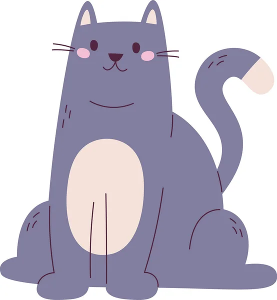 Zittende Kat Pet Vector Illustratie — Stockvector