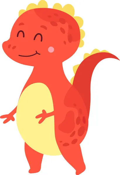 Ilustrasi Dinosaurus Cute Childish - Stok Vektor