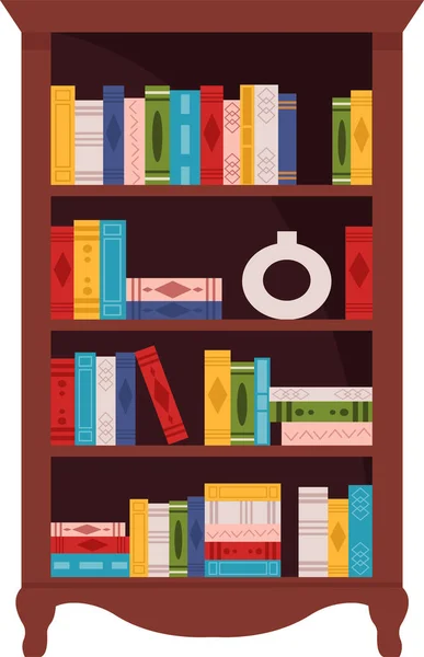 Wooden Bookcase Books Vector Illustration — Stock Vector
