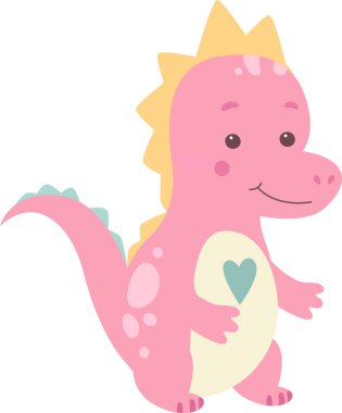 Çocuksu Kız Dinozor Bebek Vektörü İllüstrasyonu