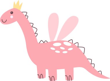 Kanat Vektörü İllüstrasyonlu Dinozor Prenses